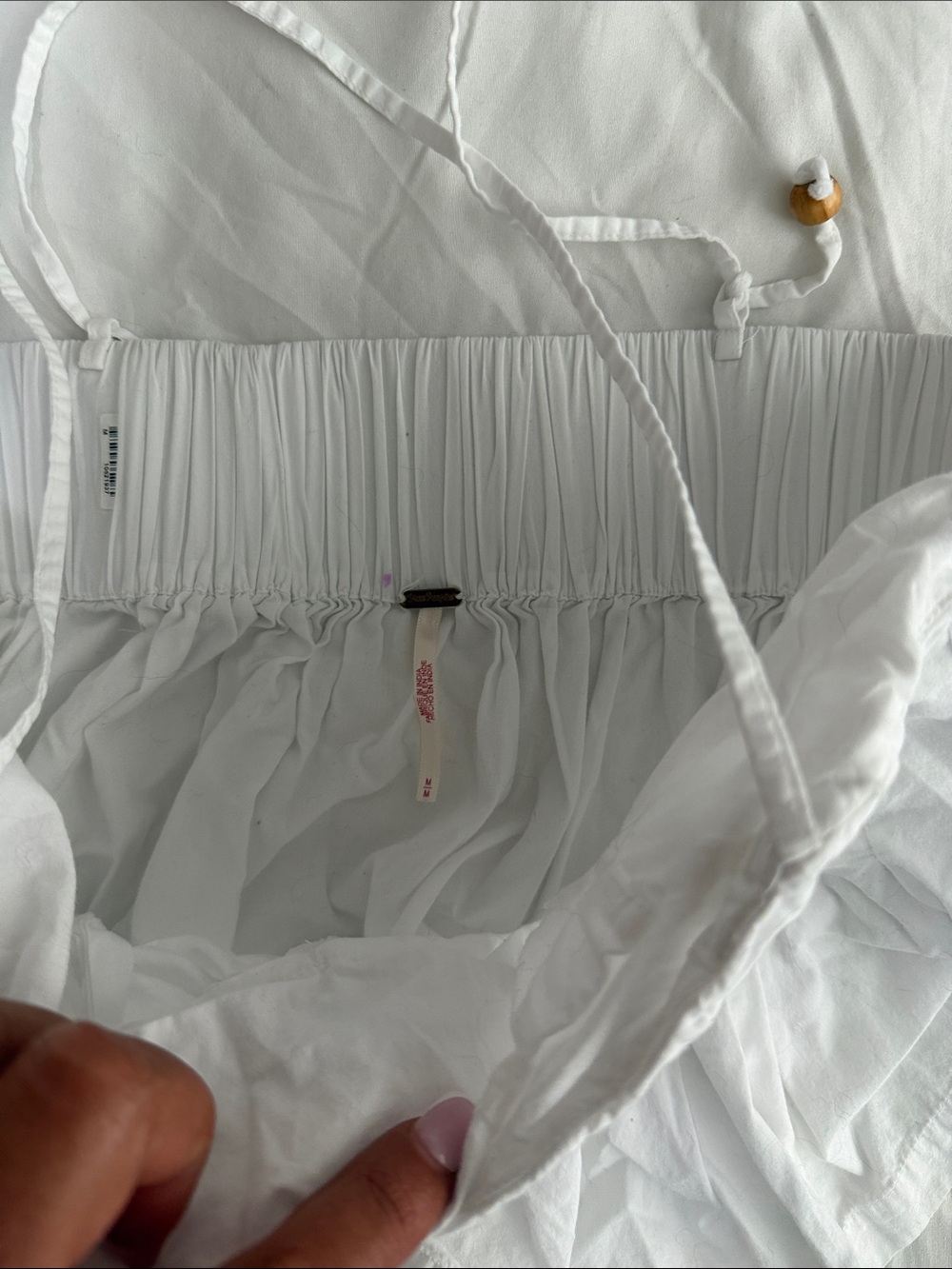 Free people White Ruffled Spaghetti-Strap Crop Top - Picture 2 of 3